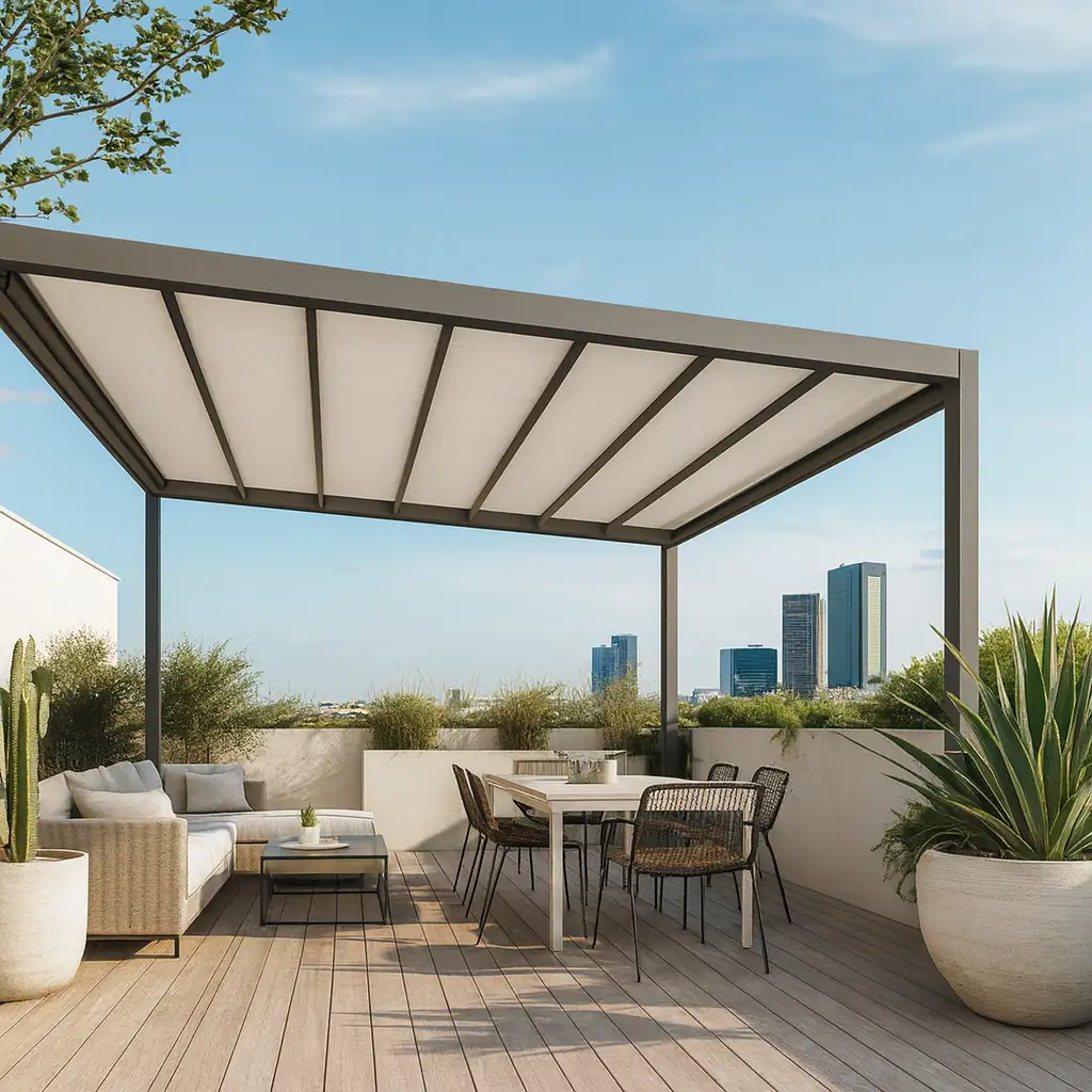 pérgolas de lona tensada que son, ventajas y desventajas